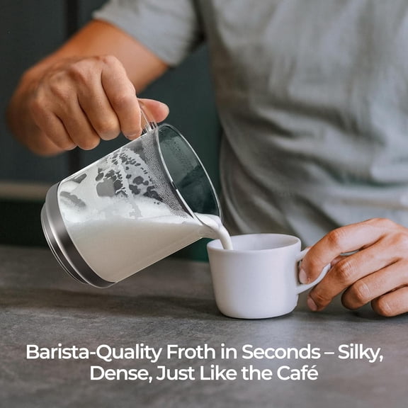 5-in-1 Split Glasscup Electric Milk Frother, 14oz One-Touch Foam Maker & Steamer for Latte/Cappuccino/Hot Chocolate, 600W Automatic Milk Warmer & Cold Froth, Dishwasher-Safe Glasscup