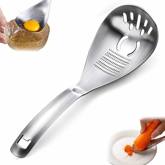 5-in-1 Stainless Steel Egg Separator and Cooking Spoon, Multifunctional Kitchen Tool for Mashing Straining and Opening