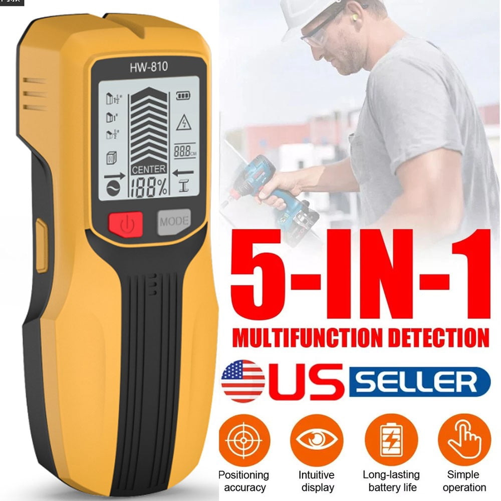 5-in-1 Stud Finder Wall Scanner with LCD Display for Wood Metal, Portable Wire Detector