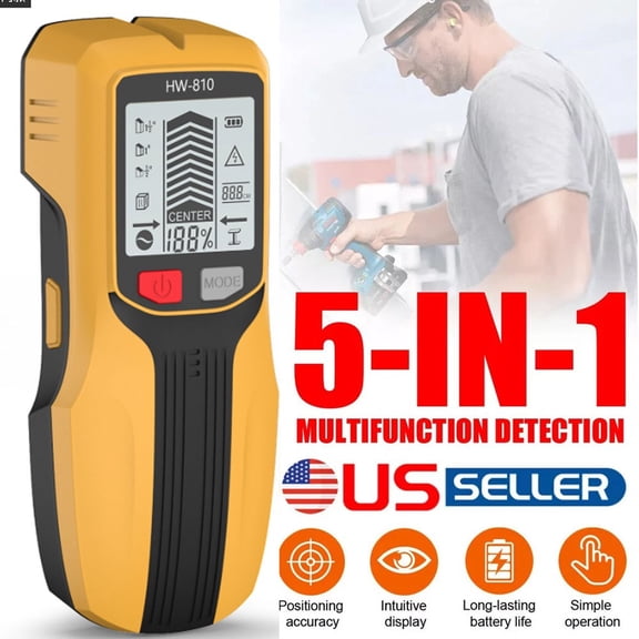 5-in-1 Stud Finder Wall Scanner with LCD Display for Wood Metal, Portable Wire Detector