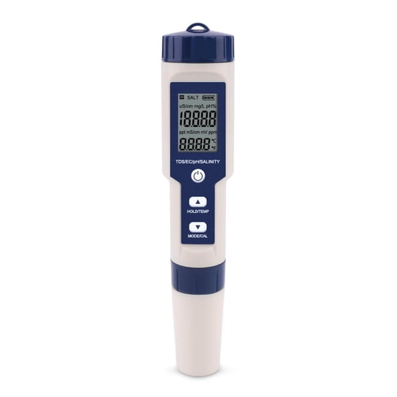5 in 1 TDS/EC/PH/Salinity/Temperature Meter Digital Water Quality Monitor Tester for Pools, Drinking Water, Aquariums ,Multifunctional