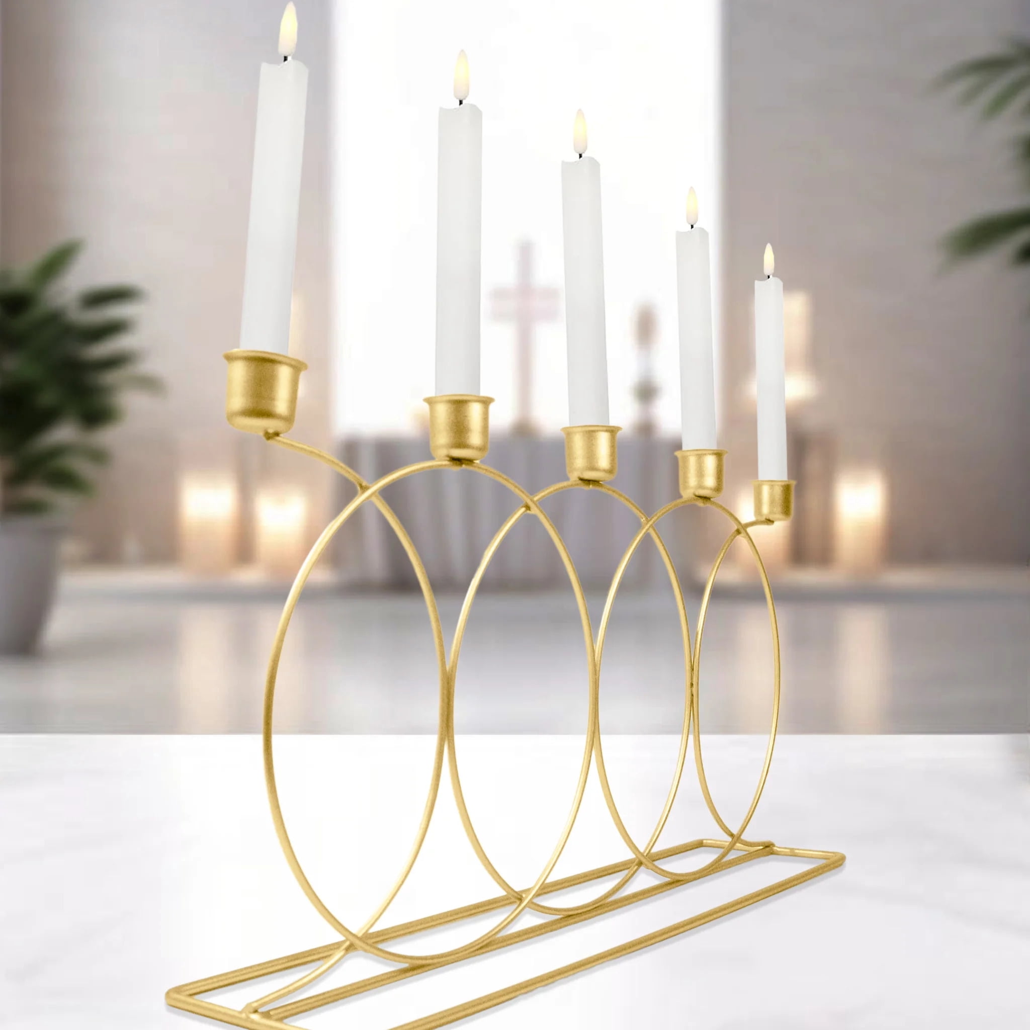 5 in 1 Taper Candle Holder Made of Metal, Gold Decor for Home, Wedding