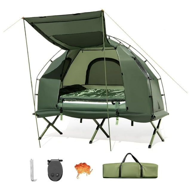 5in1 Tent Cot, Off The Ground Tent with Air Mattress, Sleeping Bag
