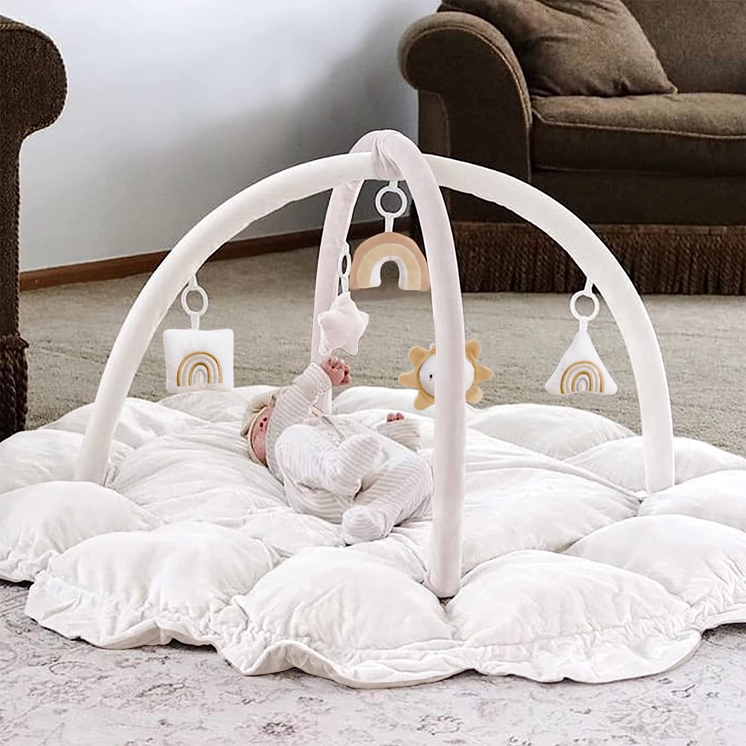Premium Round Baby Play Gym – Soft Padded Mat with Hanging Toys