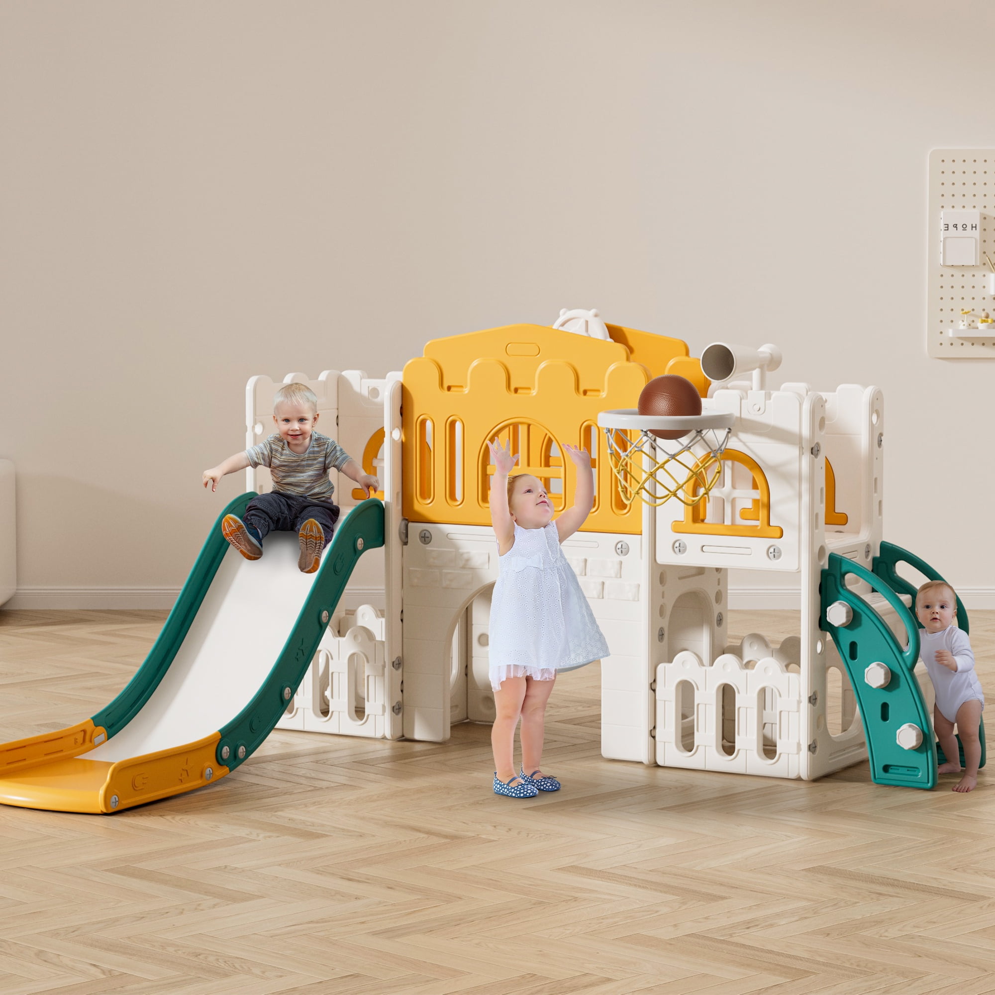 WFUN 9 in 1 Toddler Slide PlaySet for kids indoor/