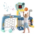 thumbnail image 1 of 5 in 1 Toddler Sports Play Set with Adjustable Basketball Hoop for Kids 18 Months and Up, 1 of 9