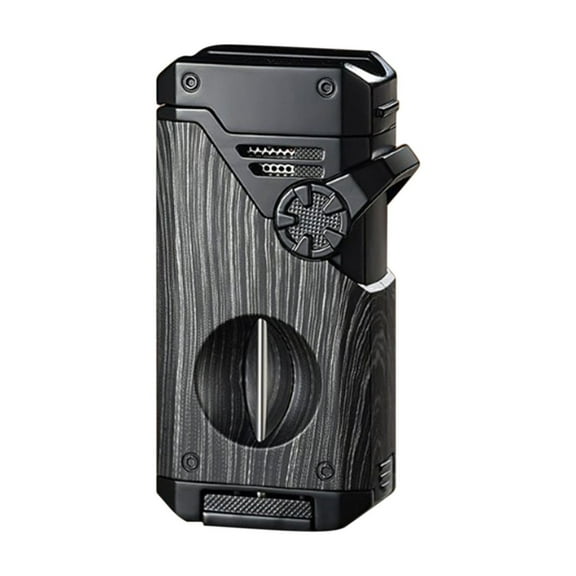 5-in-1 Torch Lighter with V Cutter Holder Punch and Draw Enhancer Tool,Four Windproof Jet Flame Multi-Functional Lighter,Refillable,for Men B