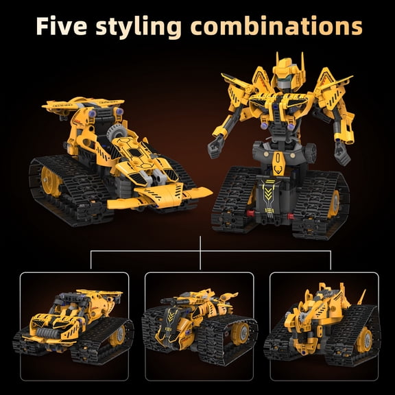 5-in-1 Transforming RC Building Blocks Robot Toy, 688 Pieces, STEM Learning, Ages 6+