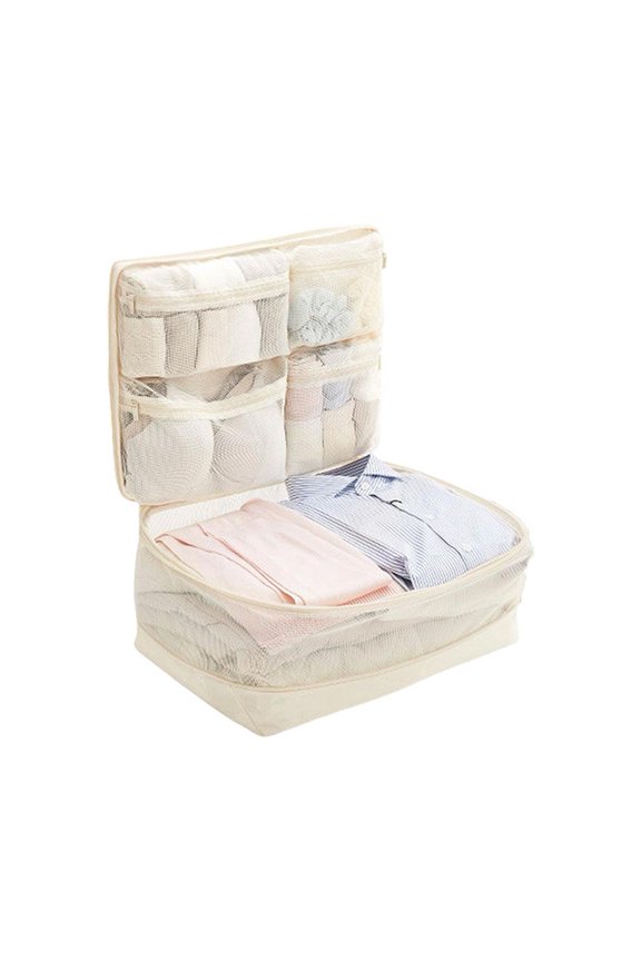5-in-1 Travel Compression Packing Cubes - Expandable Luggage Organizer with Mesh Compartments, Space-Saving Compression Bag for Suitcases, Business Trips & Weekend Getaways