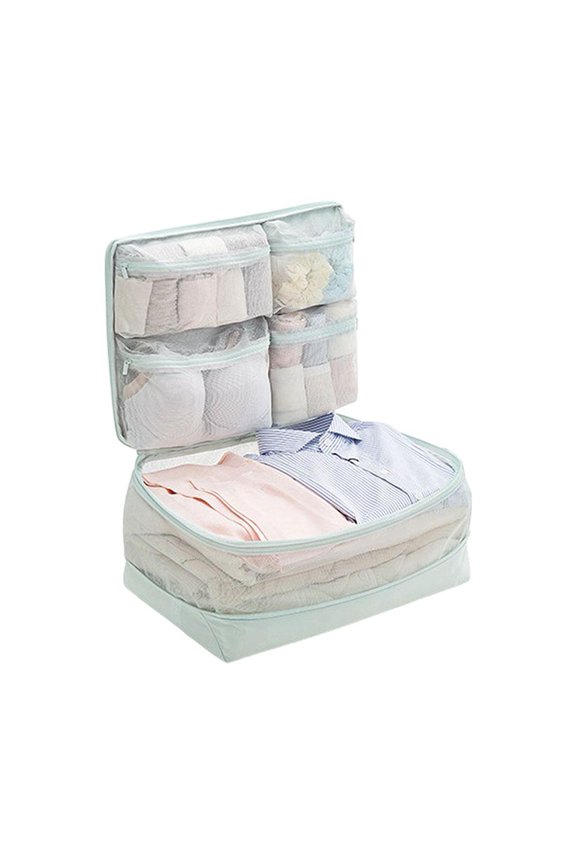 5-in-1 Travel Compression Packing Cubes - Expandable Luggage Organizer with Mesh Compartments, Space-Saving Compression Bag for Suitcases, Business Trips & Weekend Getaways