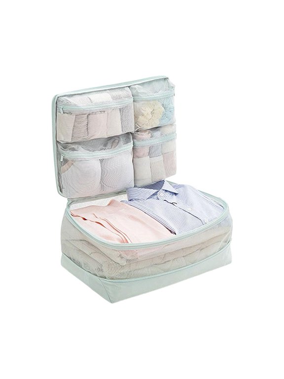 5-in-1 Travel Compression Packing Cubes - Expandable Luggage Organizer with Mesh Compartments, Space-Saving Compression Bag for Suitcases, Business Trips & Weekend Getaways