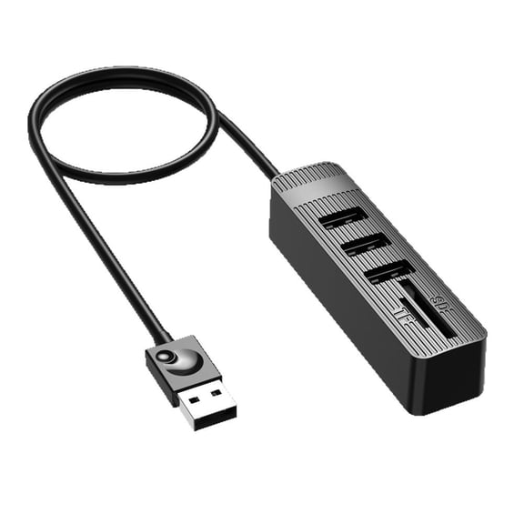 5-in-1 USB 2.0 Hub with SD and TF Card Slots, Compact Design for Photographers and Office Use