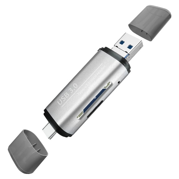 5-in-1 USB 3.0 High-Speed Card Reader, Type-C Multi-Drive Dual TF/SD Card Reader, Universal USB-C Memory Card Adapter for Laptop Phone Camera Tablet PC Mac