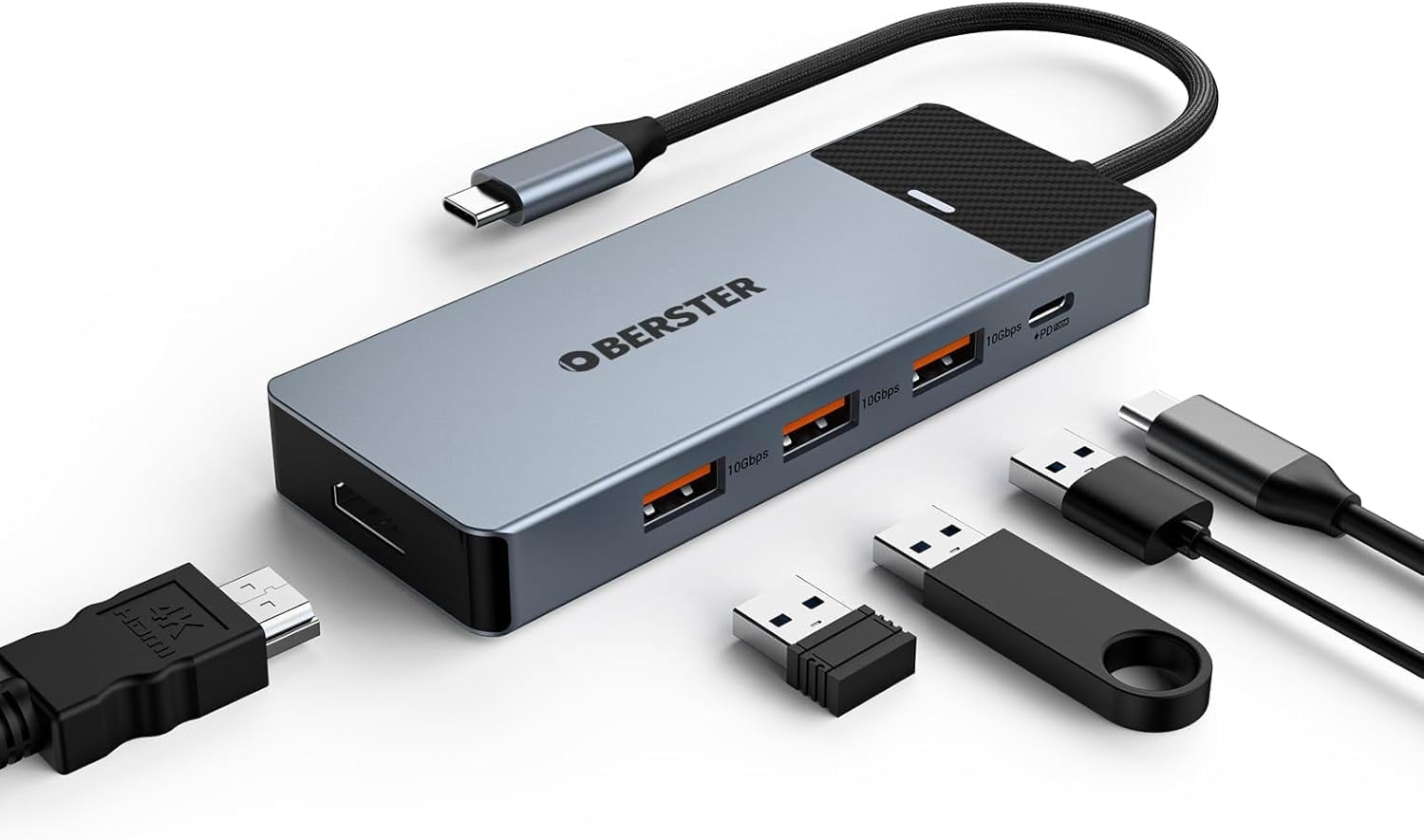 5-in-1 USB C Hub Adapter - 4K@60Hz HDMI, 100W PD Charging, USB 3.2 Gen ...