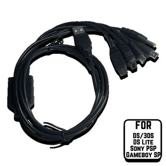 5-in-1 USB Charging Cable for Portable Nintendo and Sony Consoles