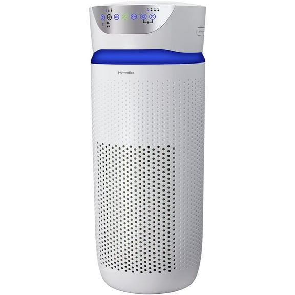 5-in-1 UV-C Air Purifier - 360-Degree HEPA Filter for 1,659 Sq Ft, Extra Large Air Purifiers for Bedroom and Home, Essential Oil Pads, Built-In Timer, 5 Speed Settings for Large Rooms, White