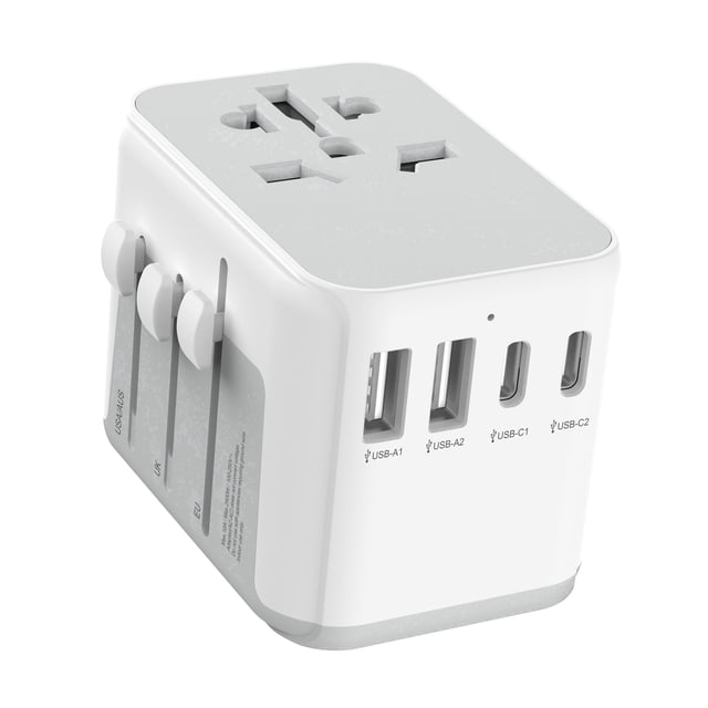 5-in-1 Universal Travel Plug Adapter Worldwide Charger with 4 USB Ports ...