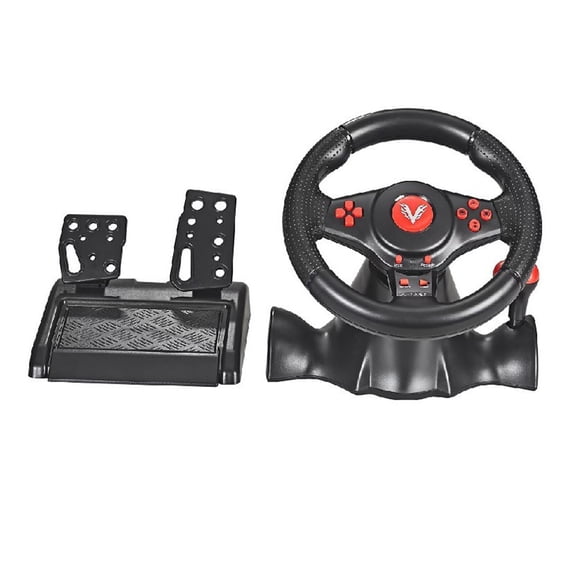 5 in 1 Wheel Pedal Controller Set for Racing Game Play, Contoured Steering Grip Zones, Molded ABS Construction Supporting Hands-On Home Use