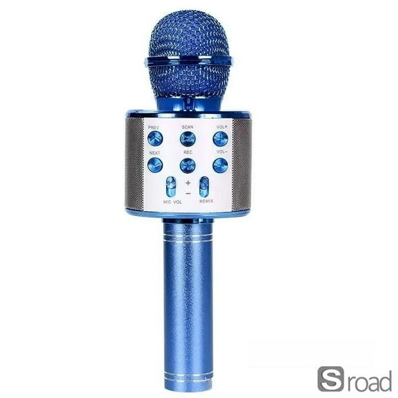 5-in-1 Wireless Bluetooth Karaoke Microphone With Speaker, Portable PA System With Voice Effects For Home Party Singing & Meetings,Blue
