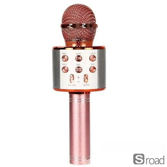 5-in-1 Wireless Bluetooth Karaoke Microphone With Speaker, Portable PA System With Voice Effects For Home Party Singing & Meetings,Rose gold