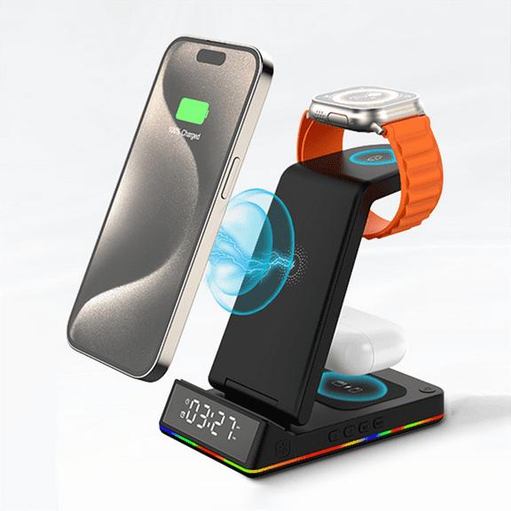 5-in-1 Wireless Charging Station - Fast 15W Qi Charger for iPhone, Apple Watch & AirPods - Foldable Design