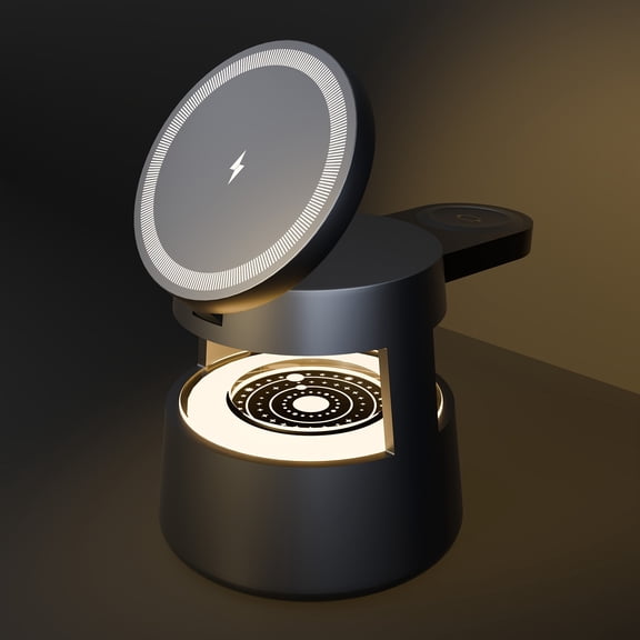 5-in-1 Wireless Charging Station with Speaker & Night Light, 15W Fast Magnetic Charger for iPhone 16-11, Apple Watch 9-2, AirPods Pro 3-2