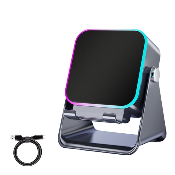 5-in-1 Wireless Induction Bluetooth Speaker with Adjustable Phone Stand, Wireless Induction Speaker, 360° Adjustable Holder, RGB Ambient Light Fast Connect (Black)