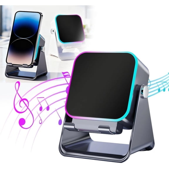 5-in-1 Wireless Induction Speaker Bluetooth Speaker With Adjustable Phone Stand and HD Surround Sound, Rechargeable