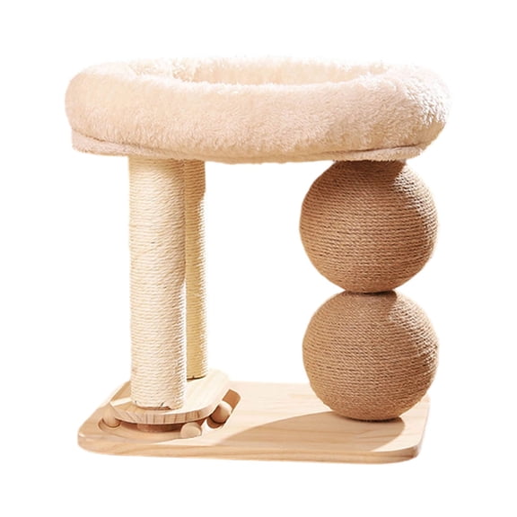 5-in-1 Wooden Cat Tower with Sisal Scratching Post Climbing Activity Center with Bed Interactive Track for Indoor Cats Play Exercise