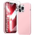 thumbnail image 1 of [5 in 1 for iPhone 13 Pro Max Case, with Screen Protector and Camera Lens Protector, [Microfiber Lining] Slim Silicone Protective Phone Case (Pink)…, 1 of 12