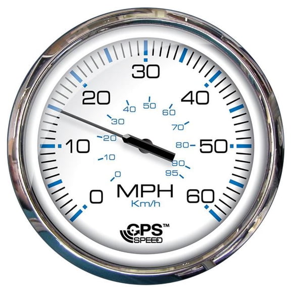 5 in. 60 MPH GPS Studded Chesapeake Speedometer with Stainless Steel - White
