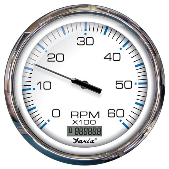 5 in. 6000RPM Gas Stainless Steel Tachometer with Digital Hourmeter, Chesapeake White