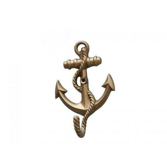 5 in. Anchor with Rope Hook, Antique Brass