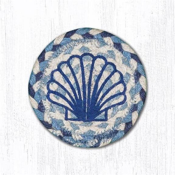 5 in. Blue Scallop Individual Coaster Rug