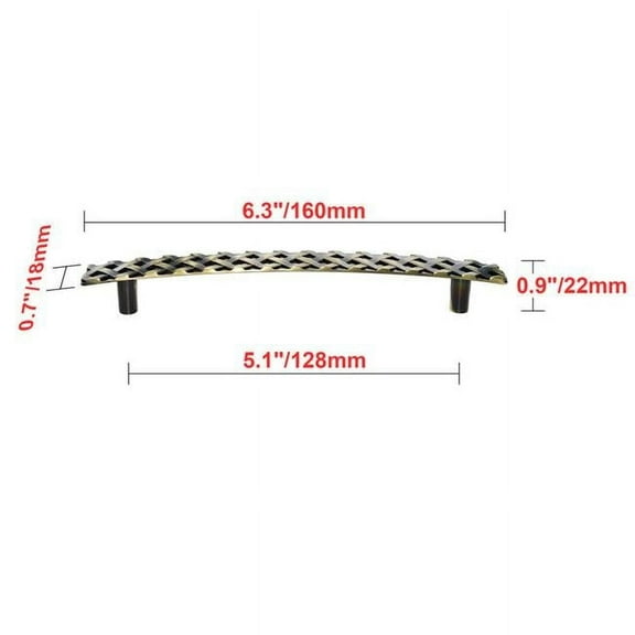 5 in. Center to Center Basket Weave Cabinet Pull, Antique Brass - Pack of 5