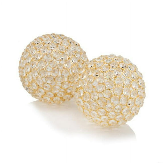 5 in. Facetas Cristal Sphere, Gold - Set of 2