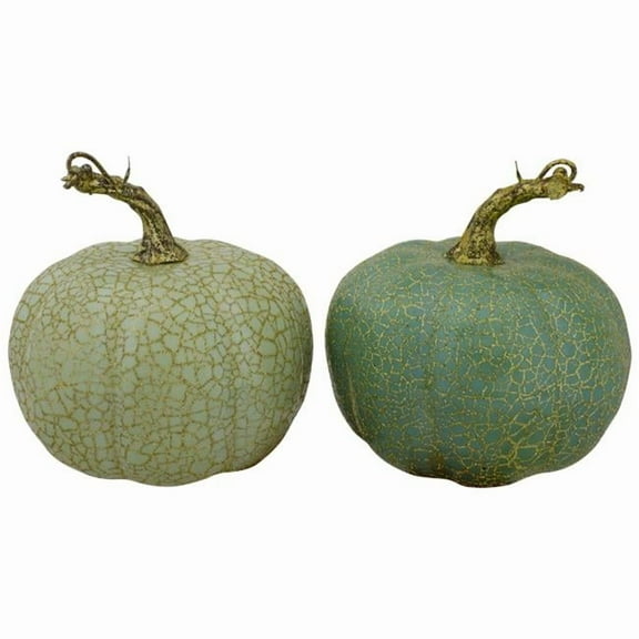 5 in. Fall Harvest Tabletop Pumpkins, Green - Set of 2