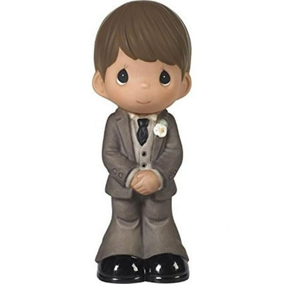 5 in. Figurine, Groom Wedding Cake Topper, Brown Hair & Medium Skin Tone - Bisque