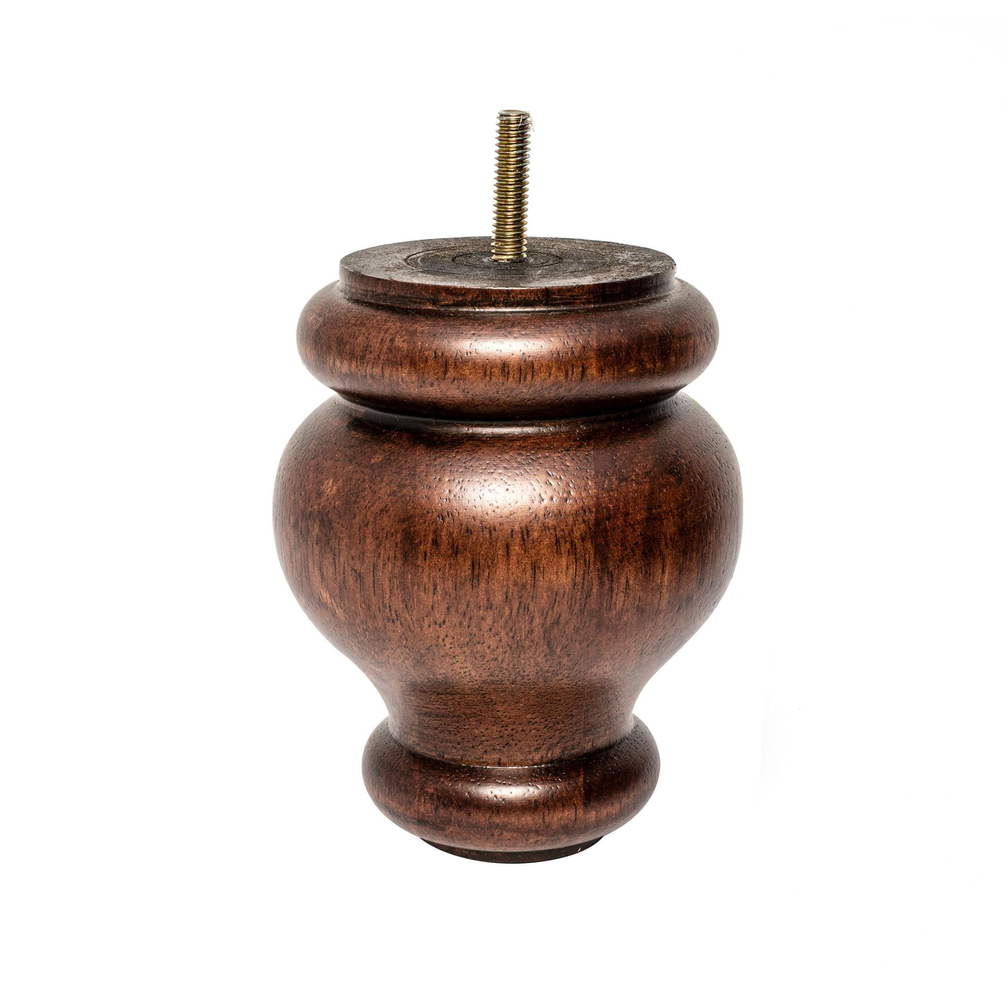 5 in. H x 6 in. Dia Stained Cherry Solid Hardwood Bun Foot Leg for