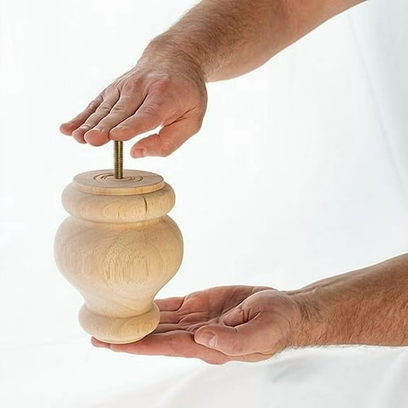 5 in. H x 6 in. Dia Stained Espresso Solid Hardwood Bun Foot Leg for Furniture | Pack of 4