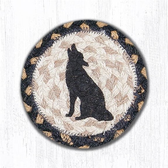 5 in. Howling Coyote Individual Coaster Rug