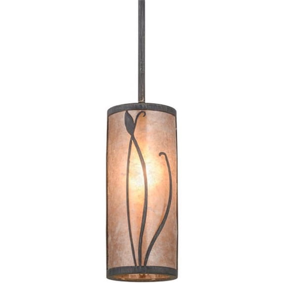 5 in. Linifolia Mini Pendant, Antique Iron Gate & Silver Mica