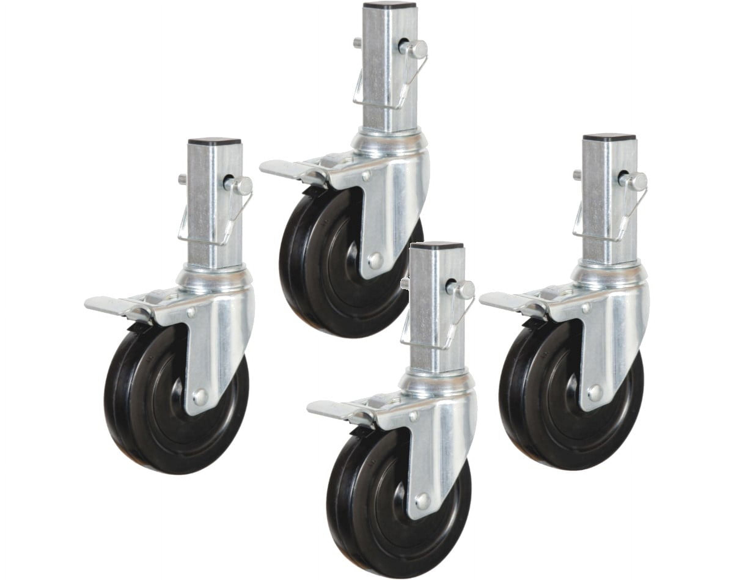 5 in. Locking Caster Wheel for Baker Style Rolling Scaffold H.D. Hard Rubber 1" shank with safety pins (4 Pack)
