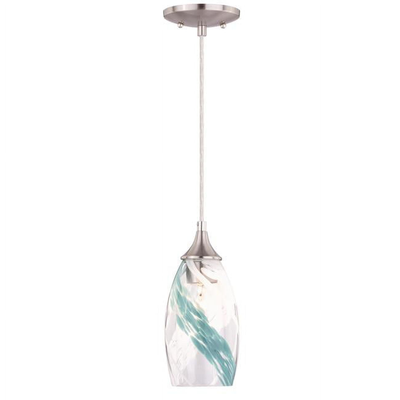 Milano 5" Satin Nickel Caribbean Swirl Glass Mini Pendant