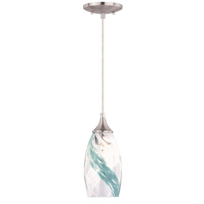 Milano 5" Satin Nickel Caribbean Swirl Glass Mini Pendant