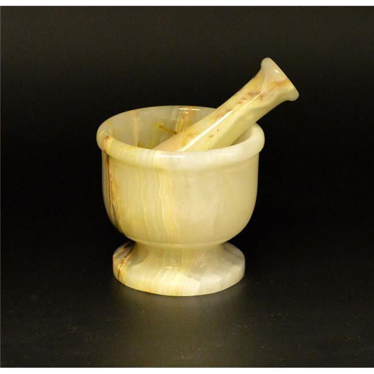 5 in. Modern Style Mortar & Pestle Set, Light Green Onyx