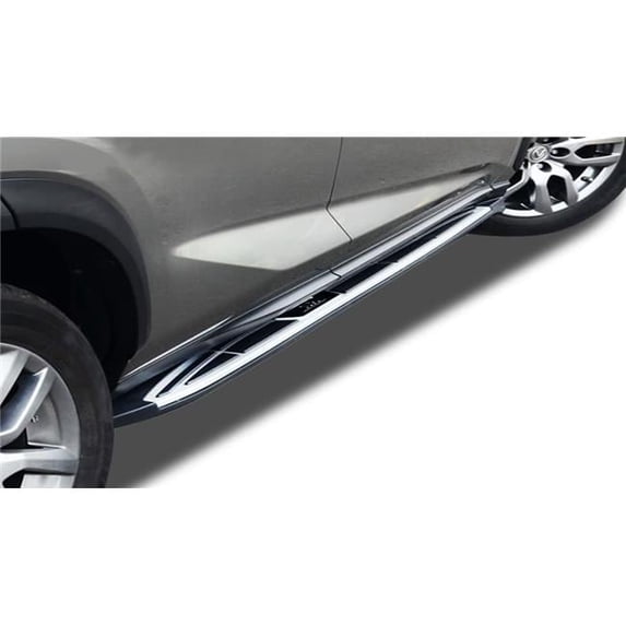 5 in. OEM Style Lines Pattern Running Board for 2015-2021 Lexus NX Series, Aluminum & Black