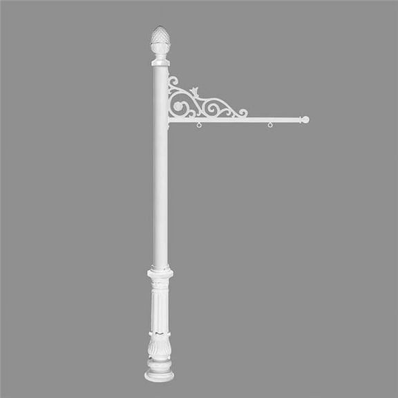5 in. Prestige Real Estate Sign System with Pineapple Finial & Ornate Base - White Color