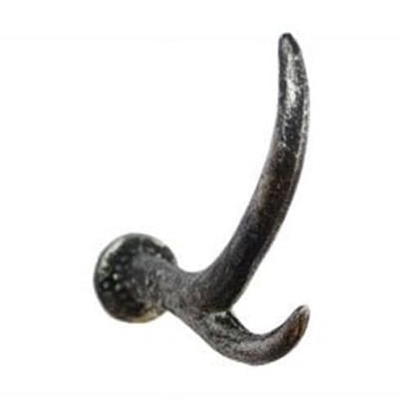 5 in. Rustic Silver Cast Iron Antler Hook