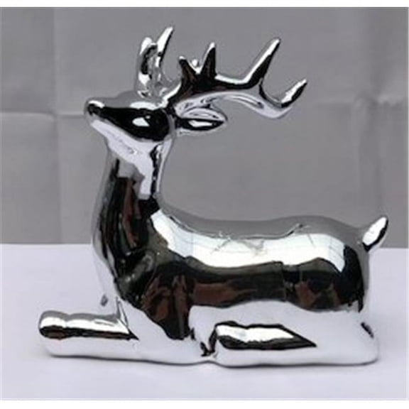 5 in. Silver Ceramic Deer Figurine
